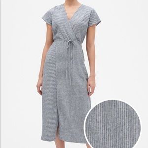 NWT Banana Republic Striped Linen Patio Wrap Dress